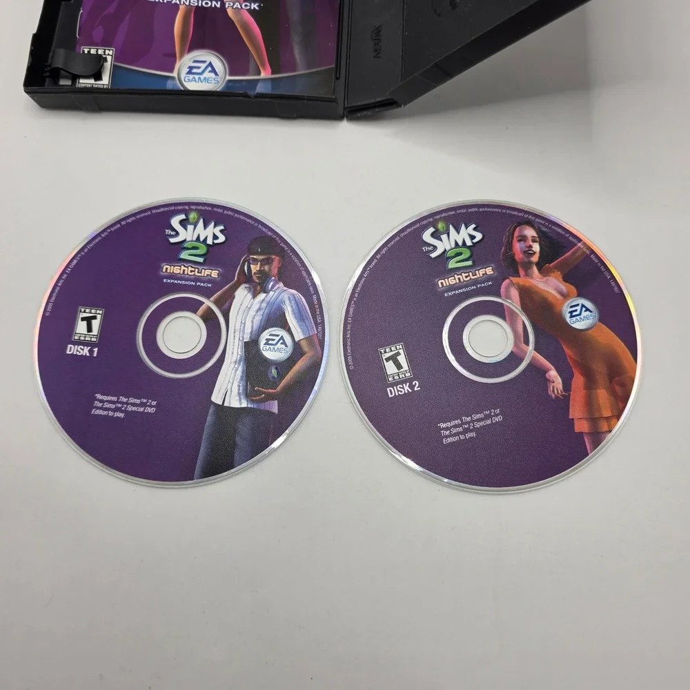 EA Games The Sims 2 Nightlife PC Expansion Pack Purple Dating Simulation 2005 CD